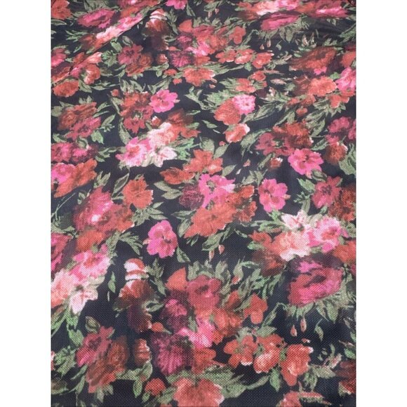 Good American BLACK W/ PINK RED Floral Mesh Mock Neck Bodysuit Thong Sz 2 - Picture 2 of 11